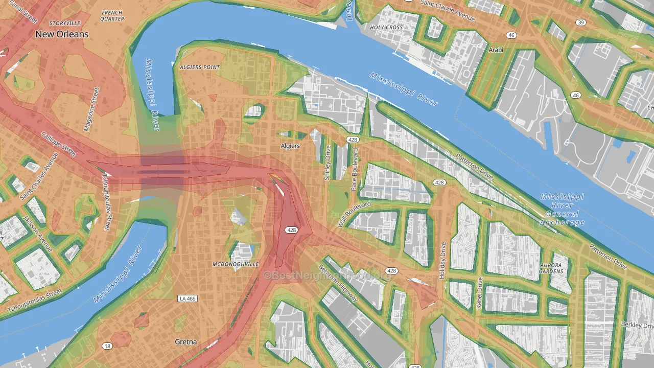 70114, LA Map of Noise Levels in 70114