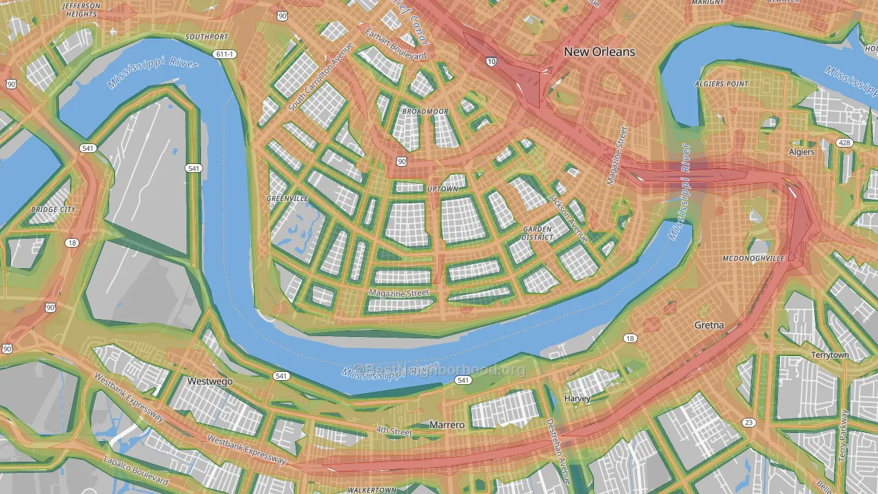 70115, LA Map of Noise Levels in 70115