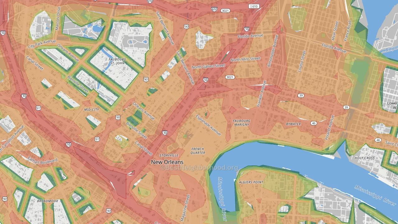 70116, LA Map of Noise Levels in 70116