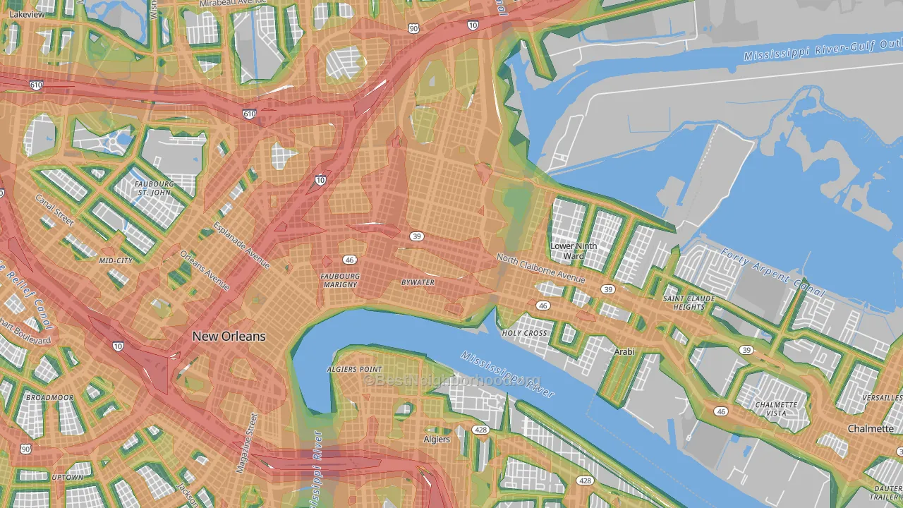 70117, LA Map of Noise Levels in 70117