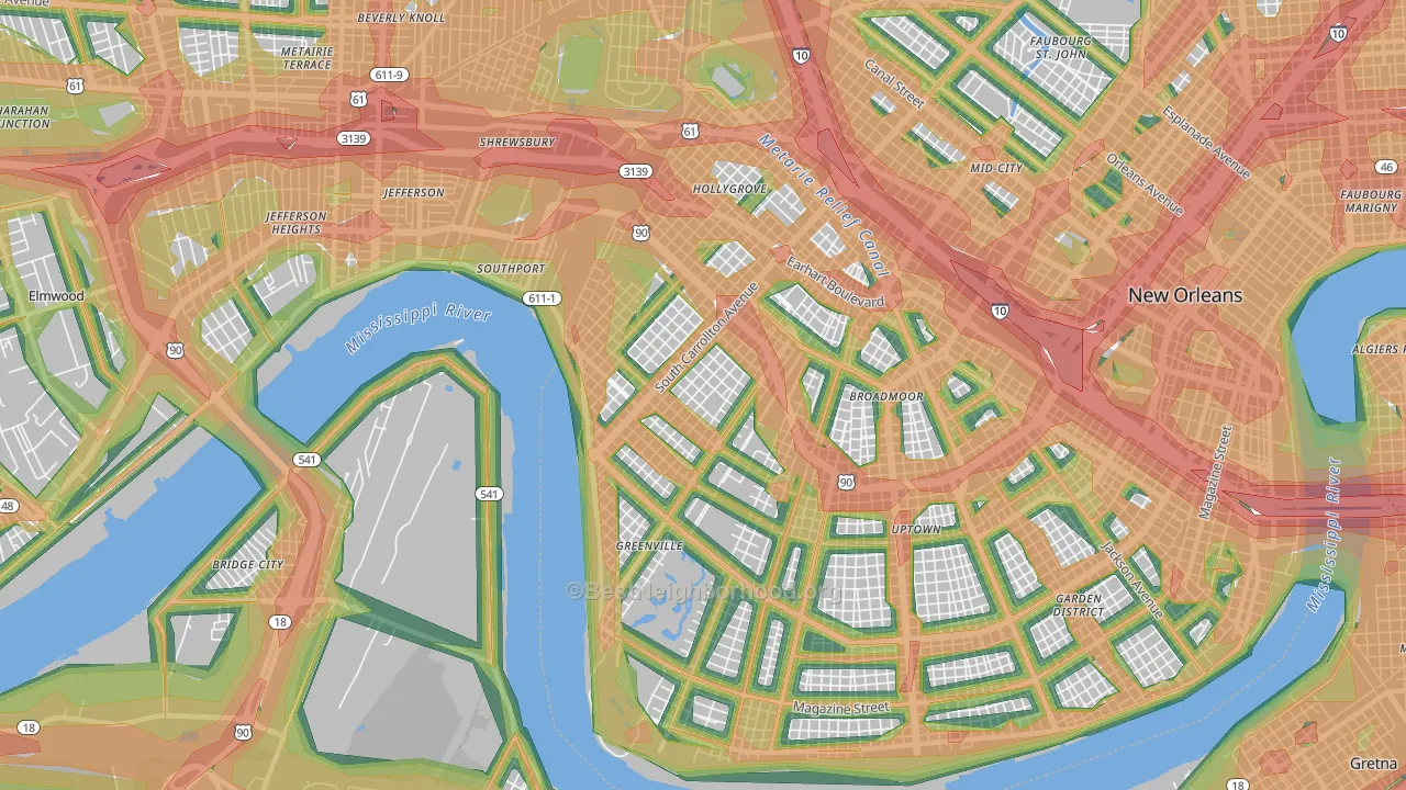 70118, LA Map of Noise Levels in 70118