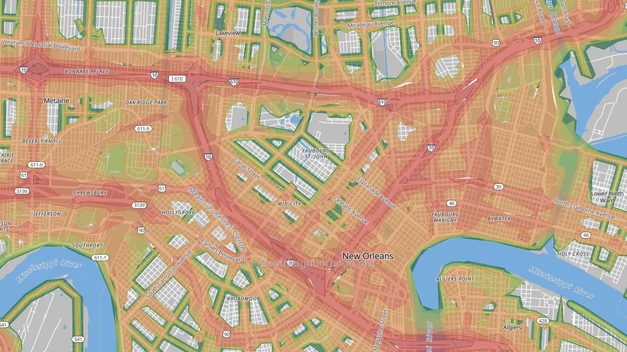 70119, LA Map of Noise Levels in 70119