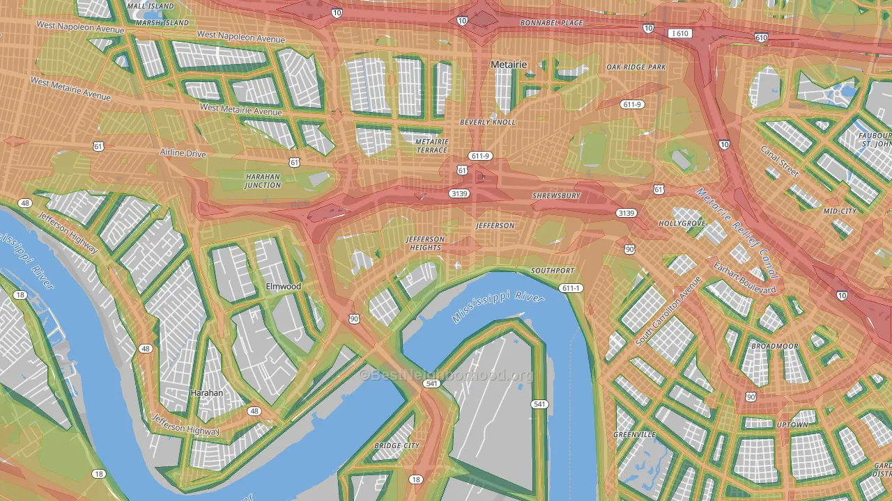 70121, LA Map of Noise Levels in 70121