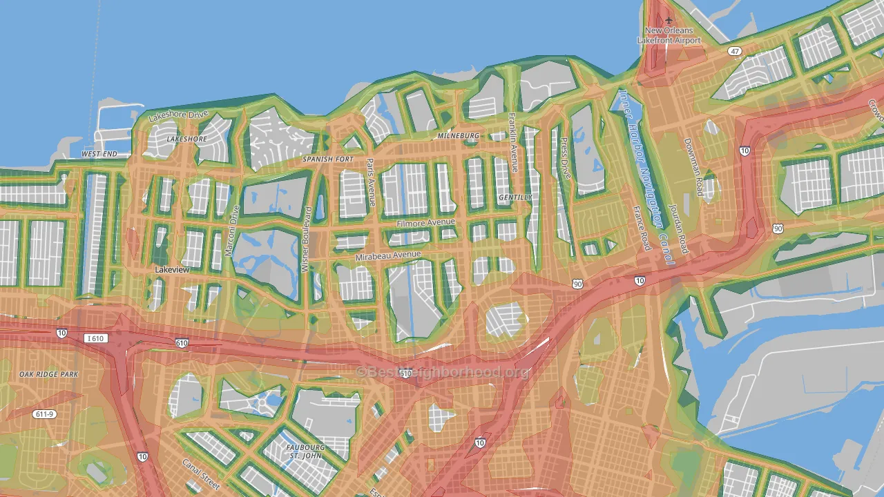 70122, LA Map of Noise Levels in 70122