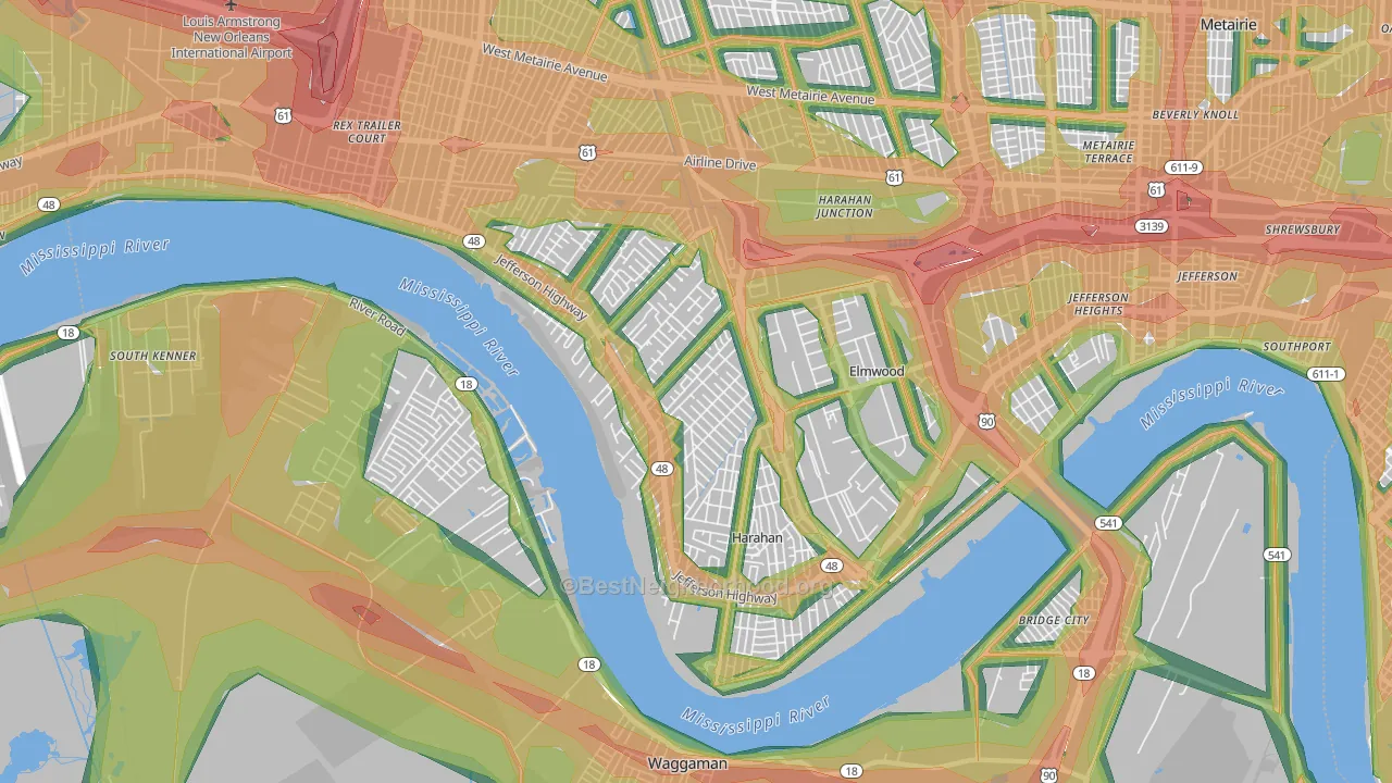 70123, LA Map of Noise Levels in 70123