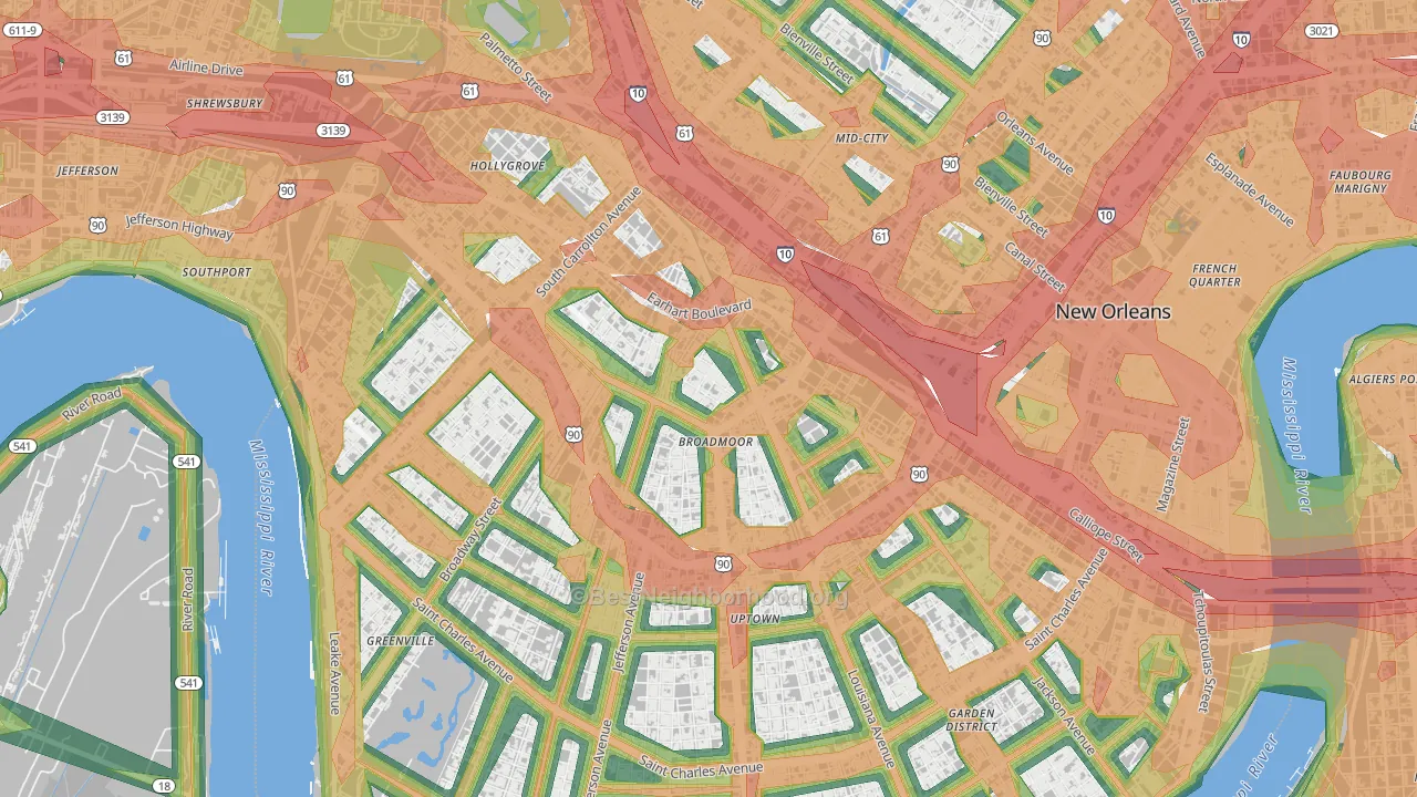 70125, LA Map of Noise Levels in 70125