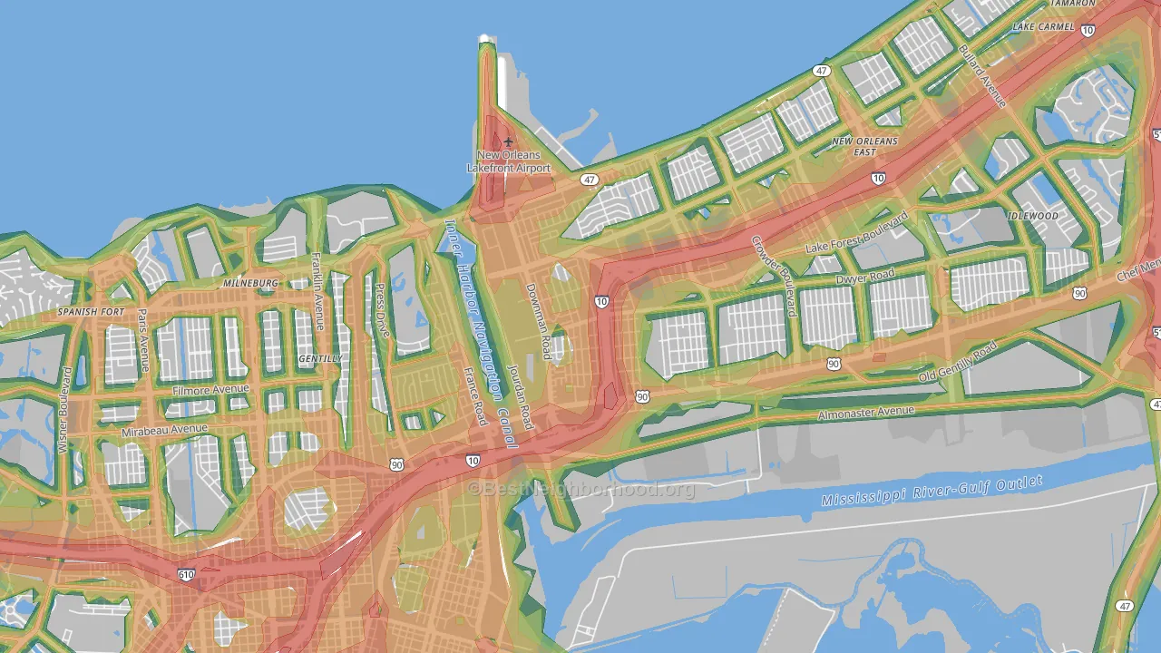 70126, LA Map of Noise Levels in 70126