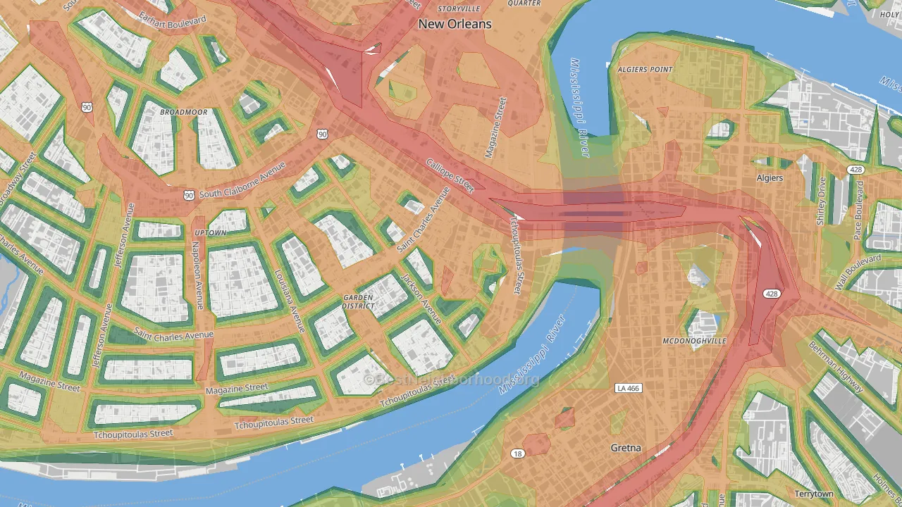 70130, LA Map of Noise Levels in 70130