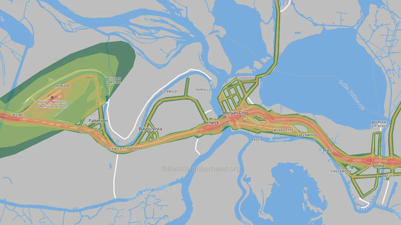 70342, LA Map of Noise Levels in 70342