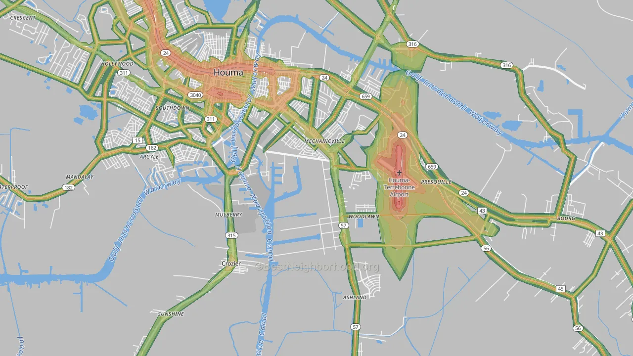 70363, LA Map of Noise Levels in 70363