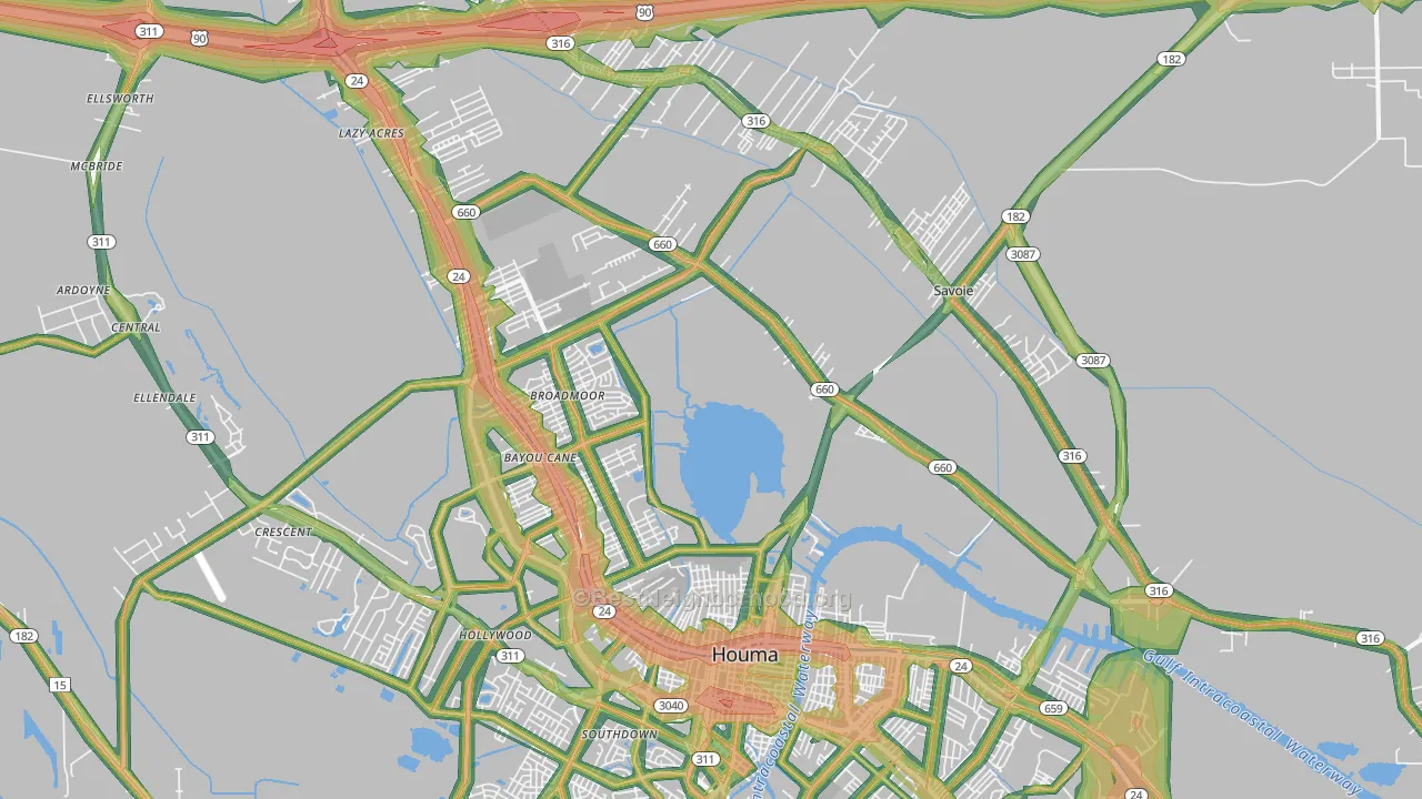 70364, LA Map of Noise Levels in 70364