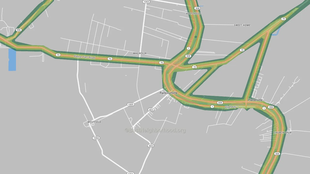70391, LA Map of Noise Levels in 70391