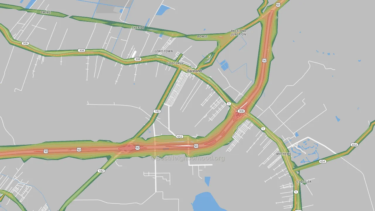 70394, LA Map of Noise Levels in 70394