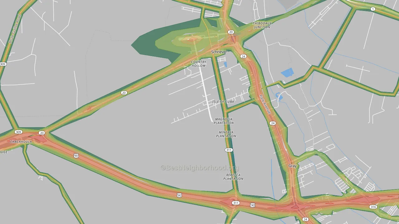 70395, LA Map of Noise Levels in 70395