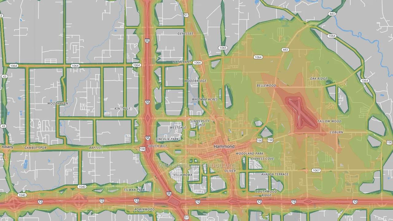 70401, LA Map of Noise Levels in 70401