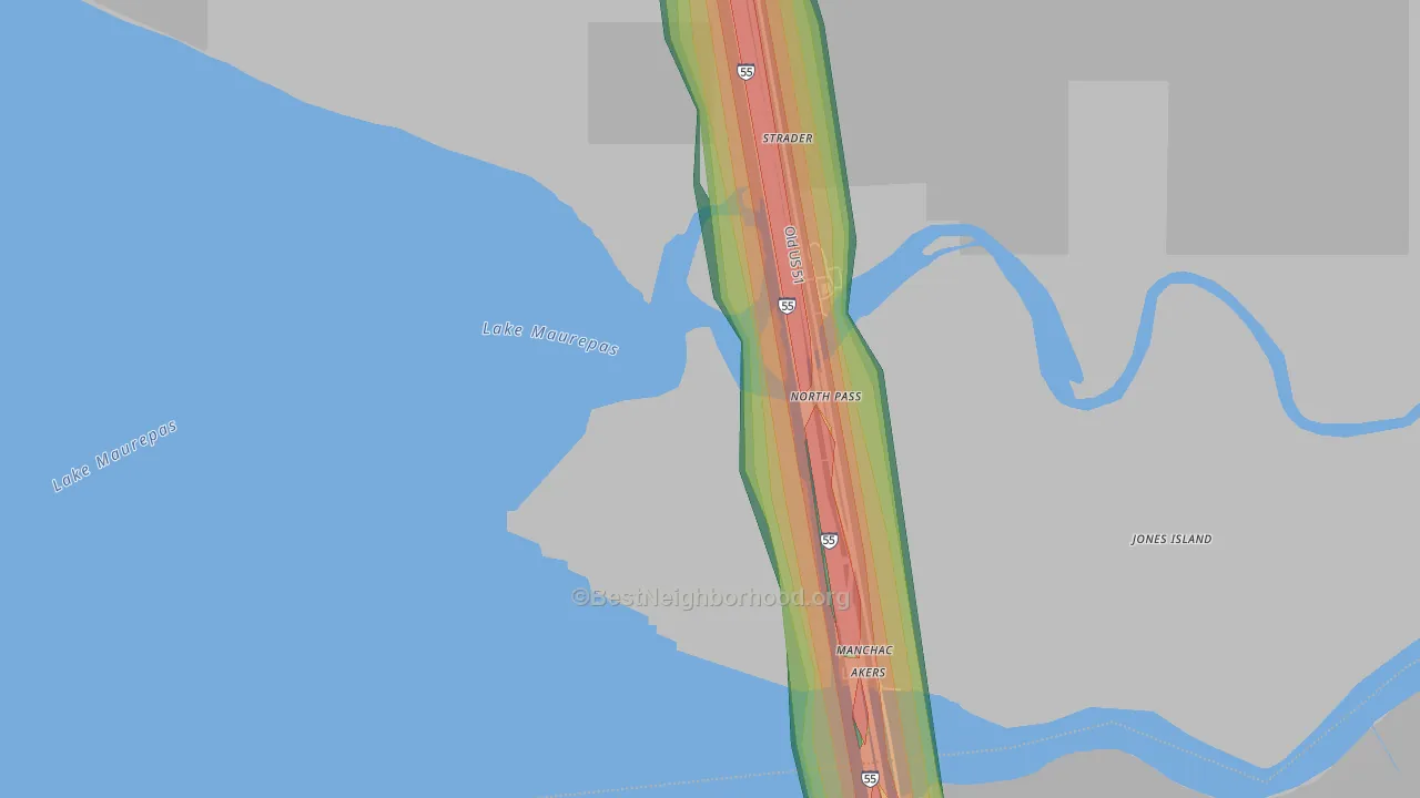 70421, LA Map of Noise Levels in 70421