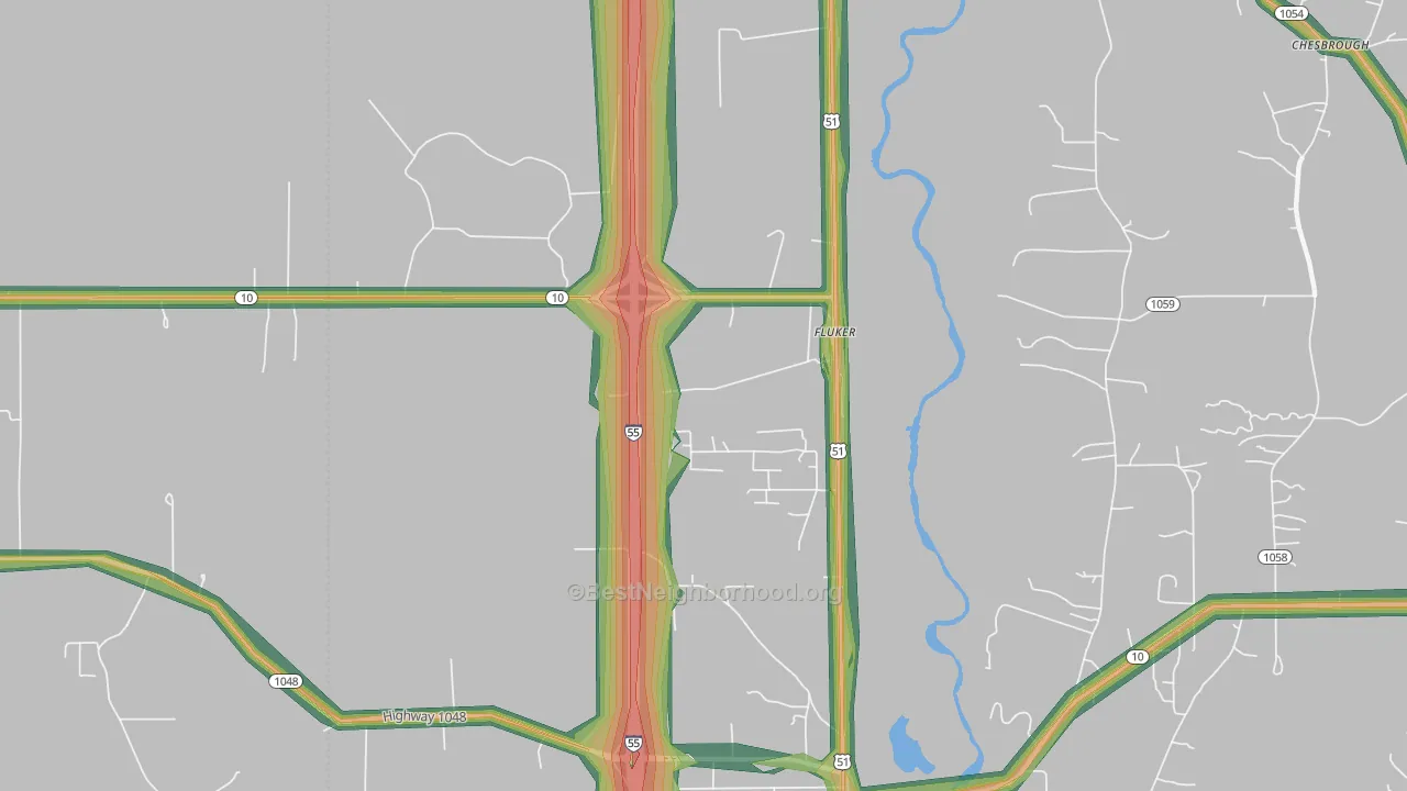 70436, LA Map of Noise Levels in 70436