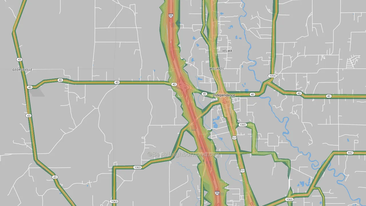 70443, LA Map of Noise Levels in 70443