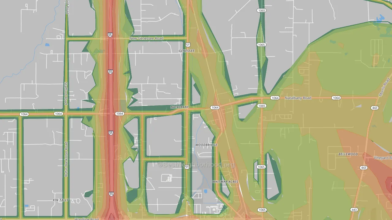 70451, LA Map of Noise Levels in 70451