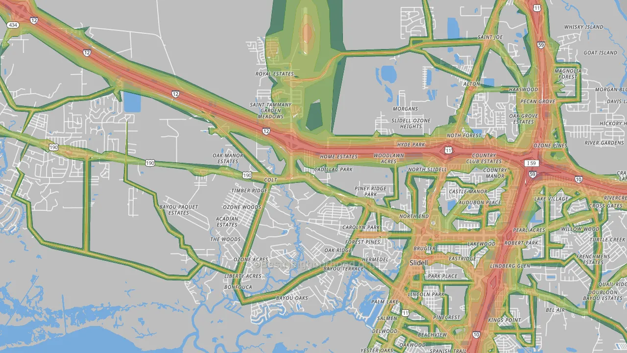 70460, LA Map of Noise Levels in 70460