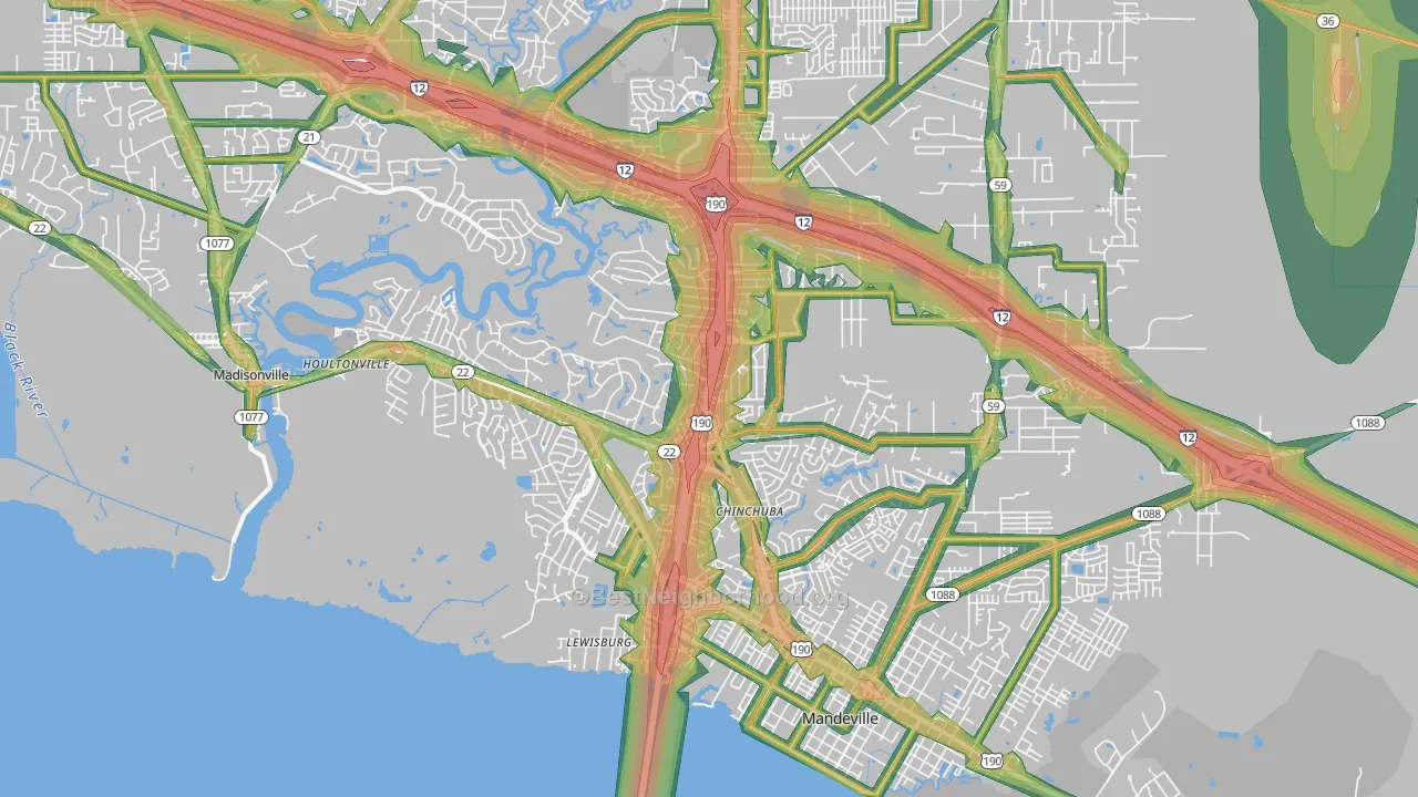 70471, LA Map of Noise Levels in 70471