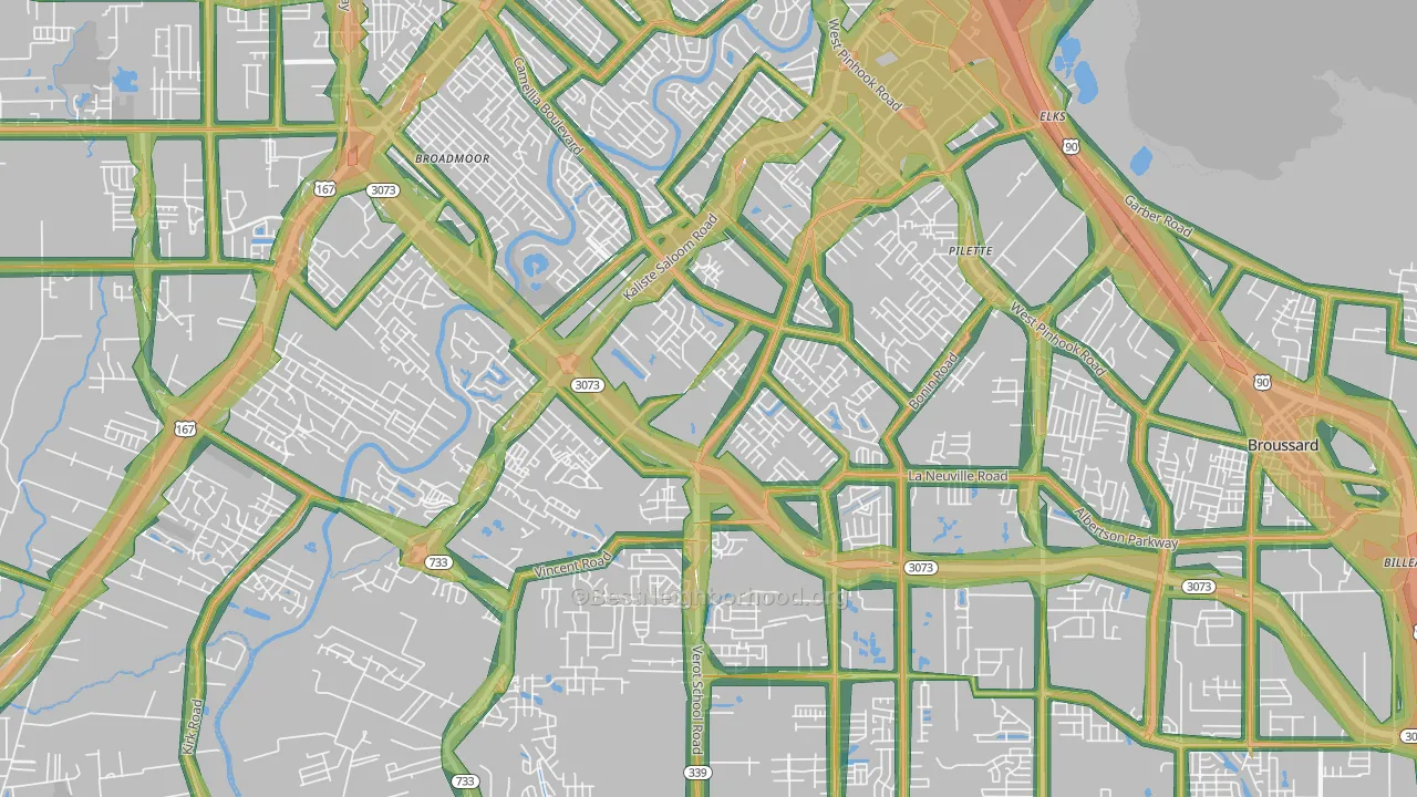 70508, LA Map of Noise Levels in 70508