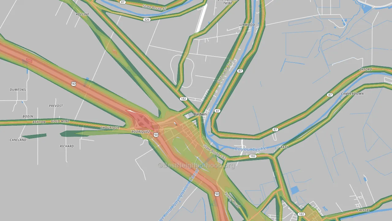 70514, LA Map of Noise Levels in 70514