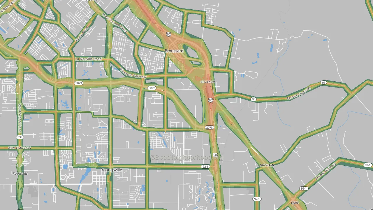 70518, LA Map of Noise Levels in 70518