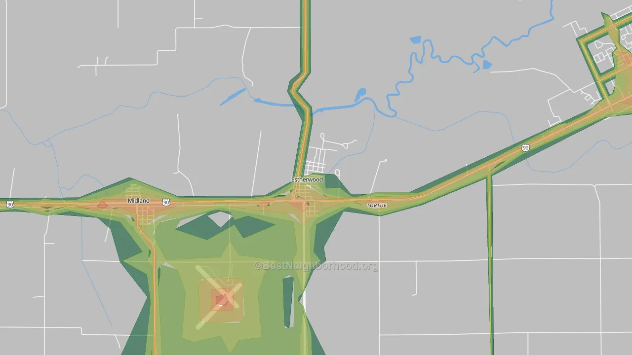 70534, LA Map of Noise Levels in 70534