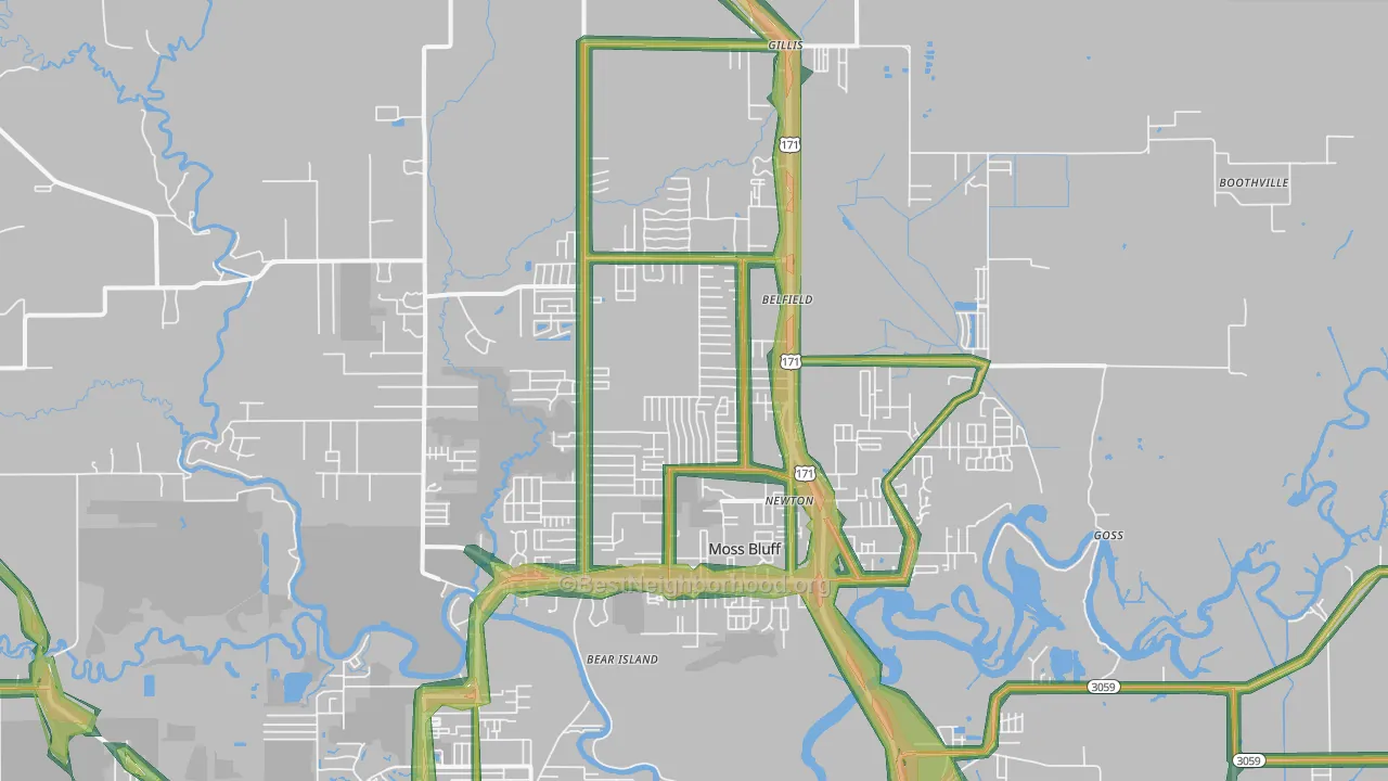 70611, LA Map of Noise Levels in 70611
