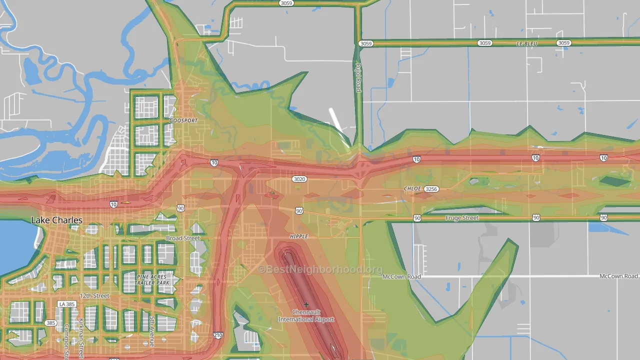 70615, LA Map of Noise Levels in 70615