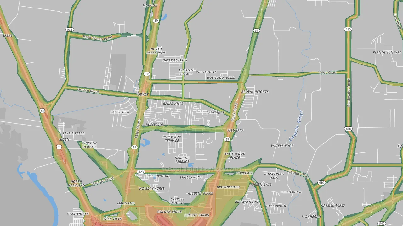 70714, LA Map of Noise Levels in 70714