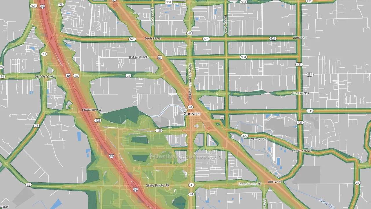 70737, LA Map of Noise Levels in 70737