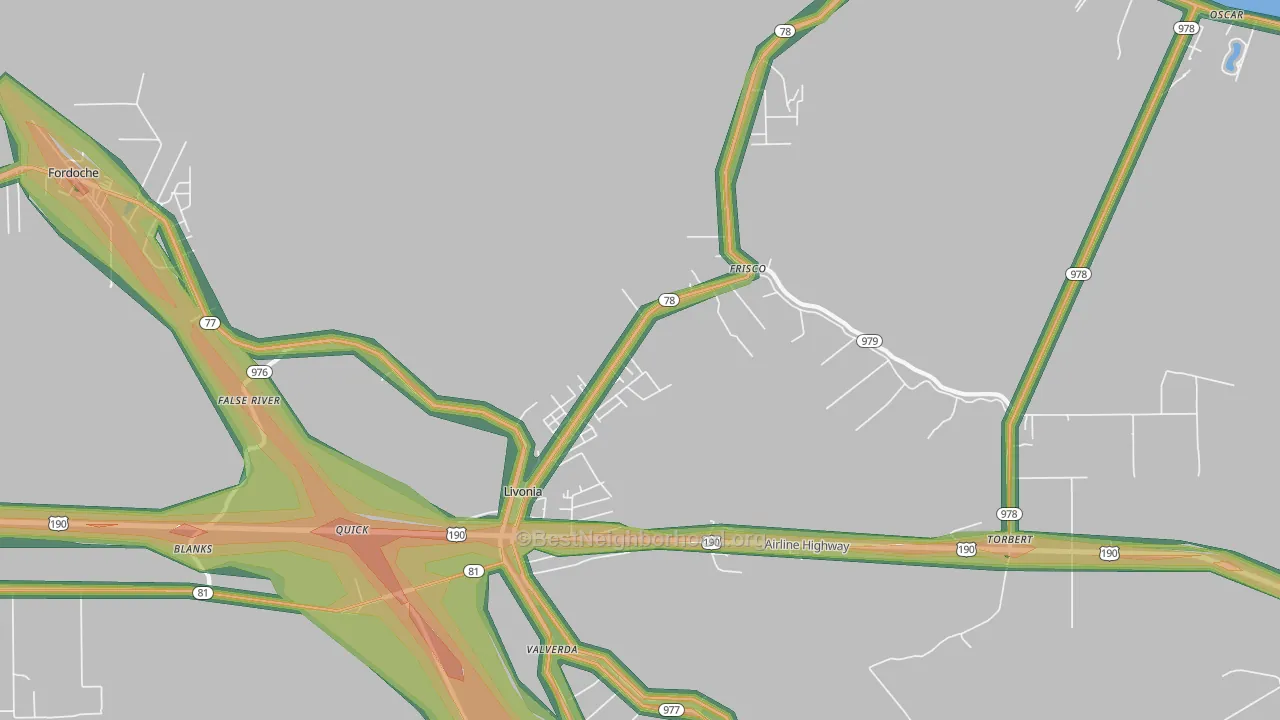 70755, LA Map of Noise Levels in 70755