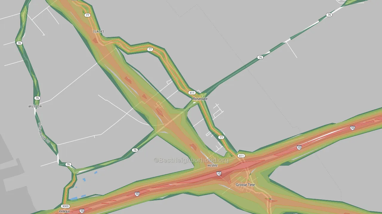 70772, LA Map of Noise Levels in 70772
