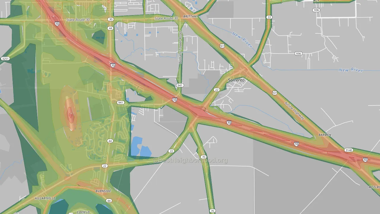 70778, LA Map of Noise Levels in 70778