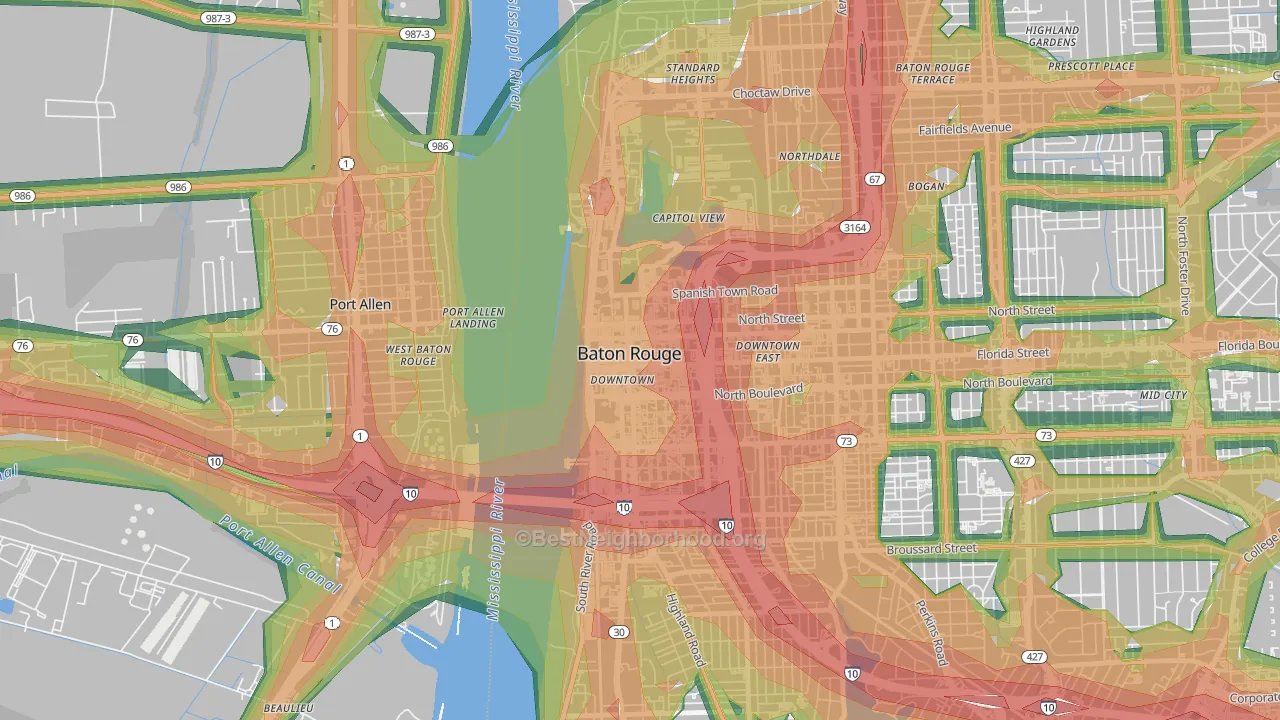 70801, LA Map of Noise Levels in 70801