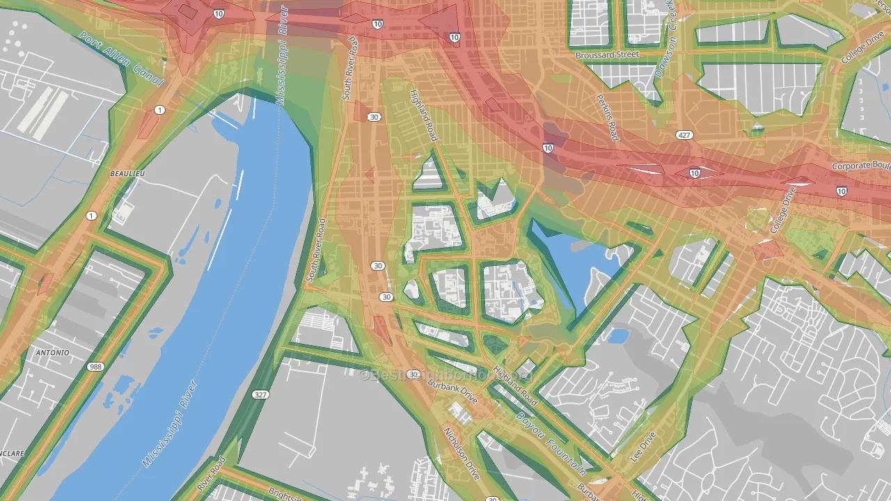 70803, LA Map of Noise Levels in 70803