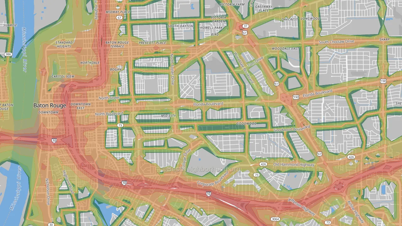 70806, LA Map of Noise Levels in 70806