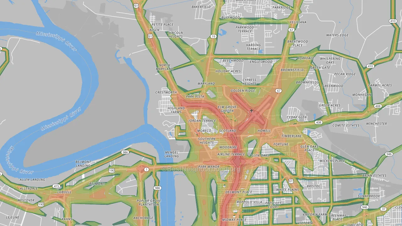 70807, LA Map of Noise Levels in 70807