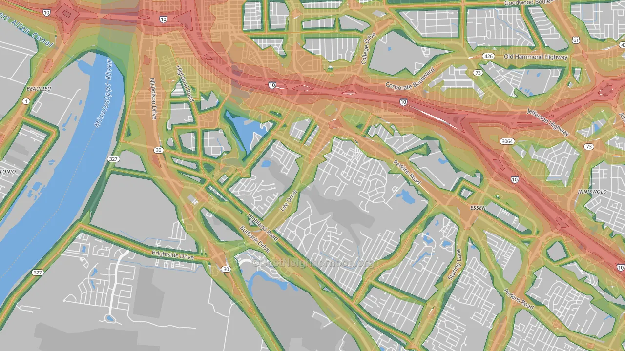 70808, LA Map of Noise Levels in 70808