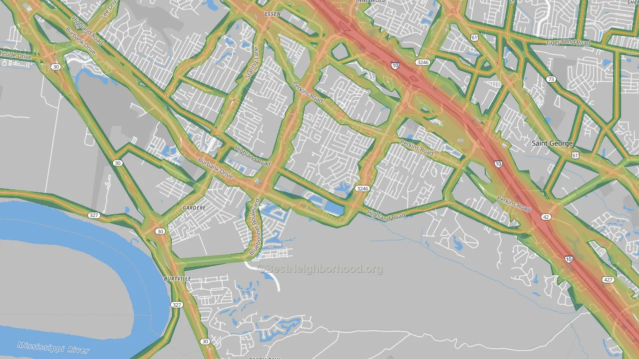 70810, LA Map of Noise Levels in 70810