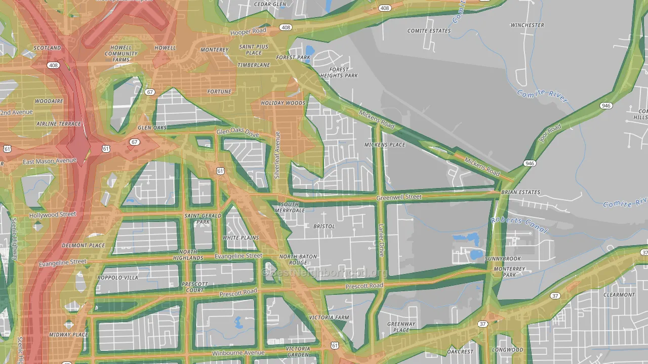 70812, LA Map of Noise Levels in 70812