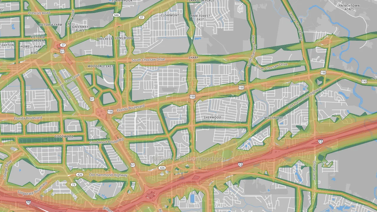 70815, LA Map of Noise Levels in 70815