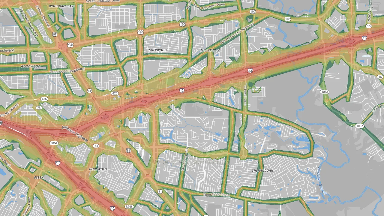 70816, LA Map of Noise Levels in 70816