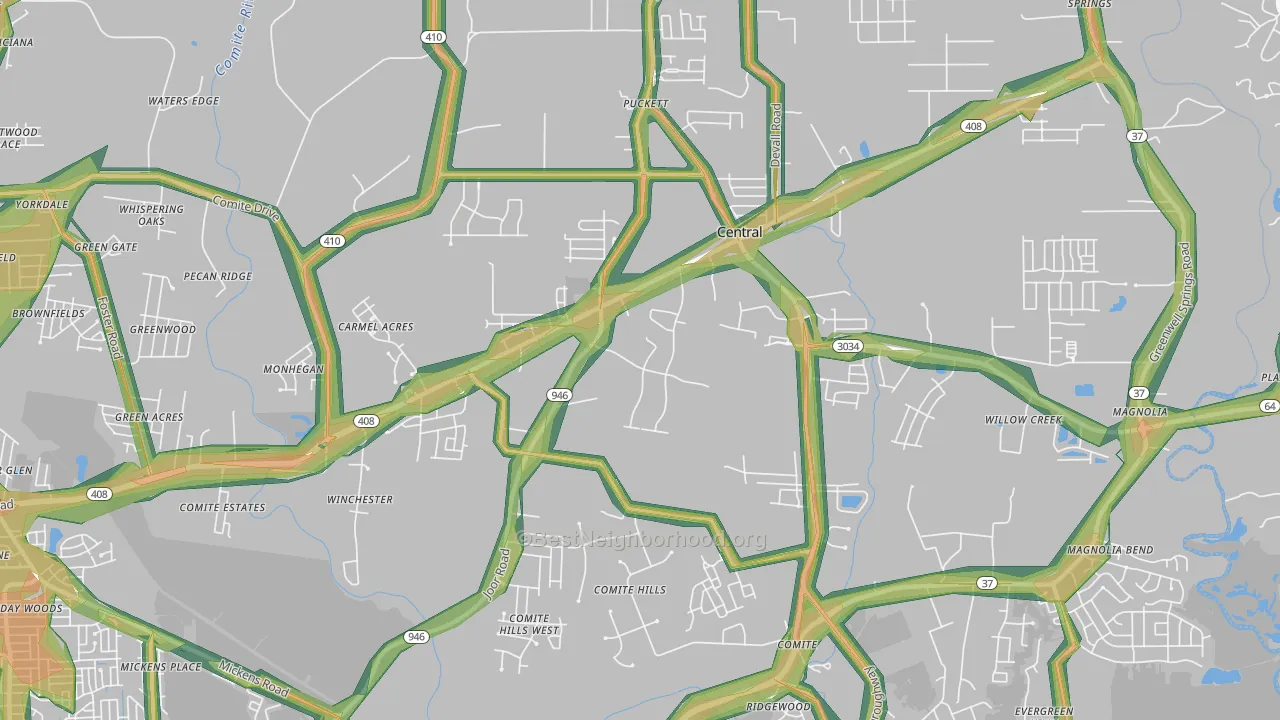 70818, LA Map of Noise Levels in 70818