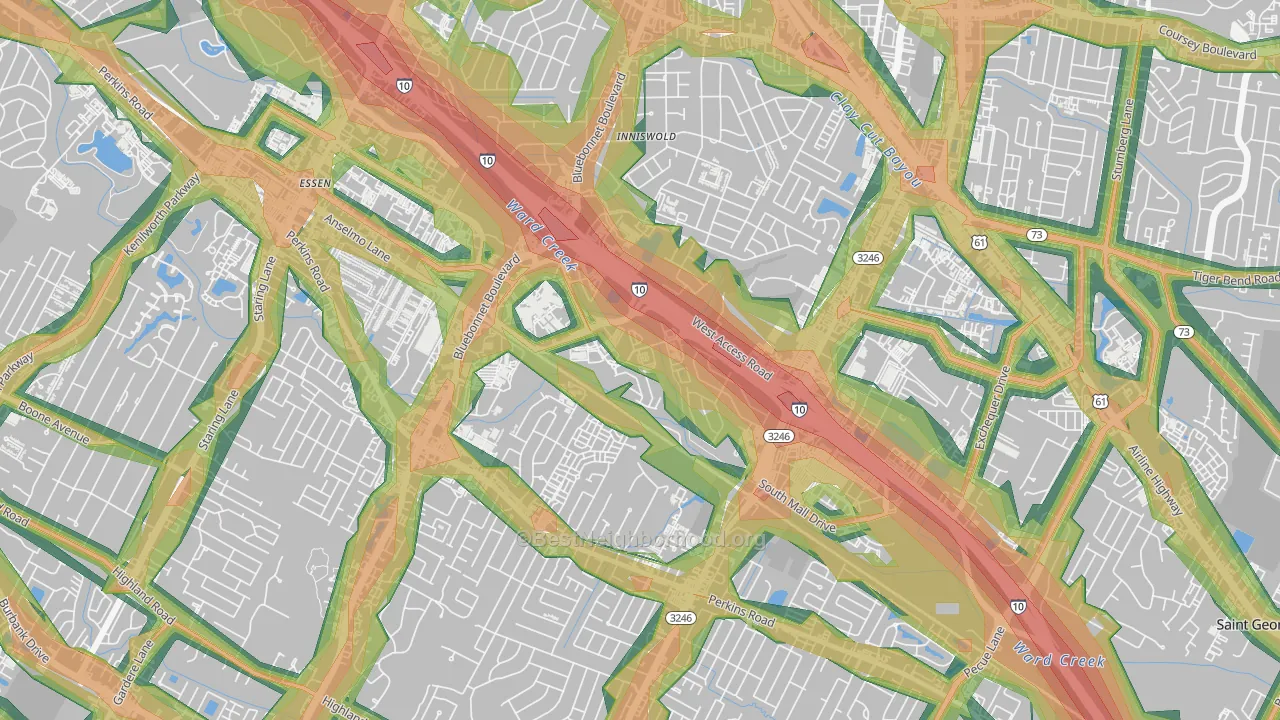 70836, LA Map of Noise Levels in 70836