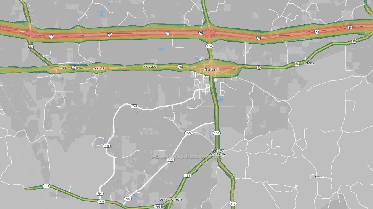 71028, LA Map of Noise Levels in 71028