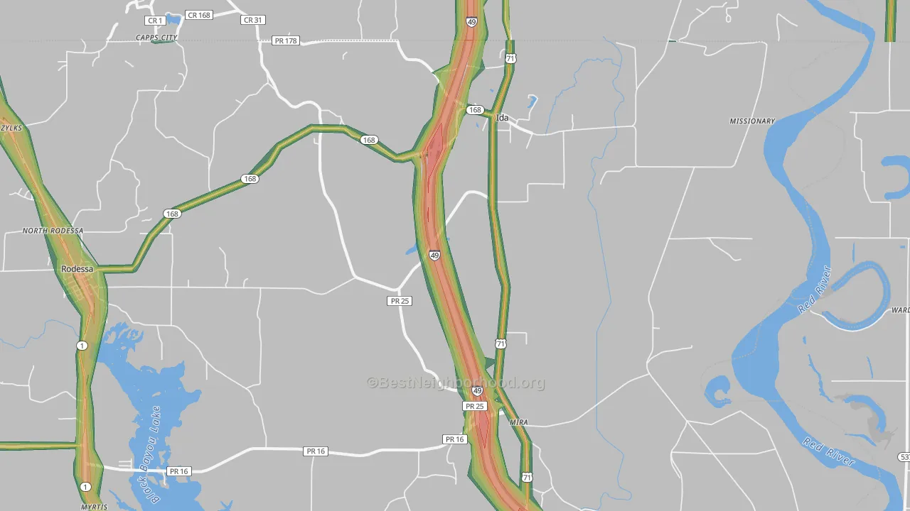 71044, LA Map of Noise Levels in 71044