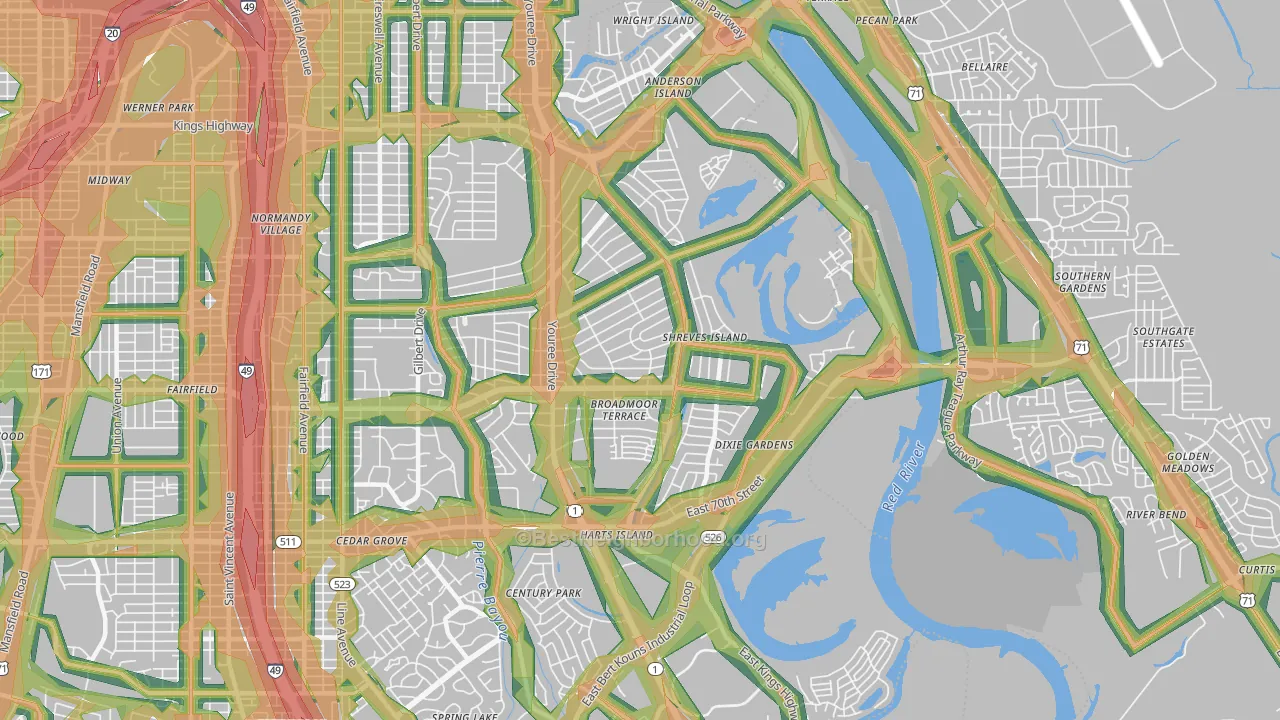 71105, LA Map of Noise Levels in 71105